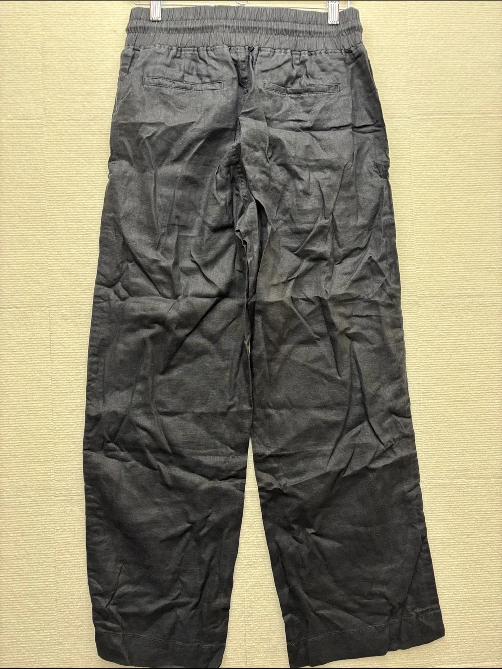 New Quince | medium Black Linen Drawstring pants wide leg
